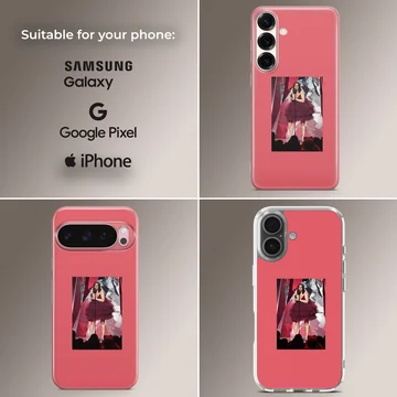 Cardi B performing on stage in a voluminous red dress phone case — Collage