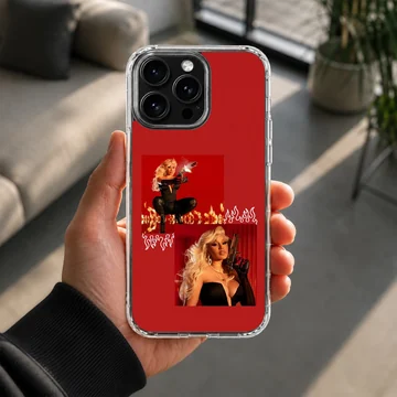 Cardi B red flame photo collage phone case with matte finish — Lifestyle