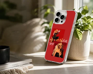 Cardi B red flame photo collage phone case with matte finish — Lifestyle