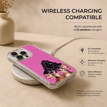 Cardi B musical icon graphic against a bright pink background on a phone case — Charging