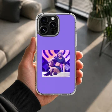 Cardi B music icon stage portrait on a purple phone case — Lifestyle