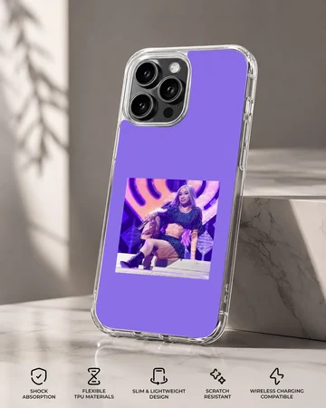 Cardi B music icon stage portrait on a purple phone case — Specs