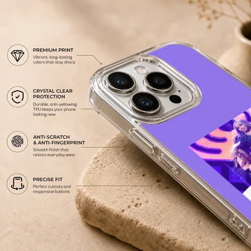 Cardi B music icon stage portrait on a purple phone case — Info