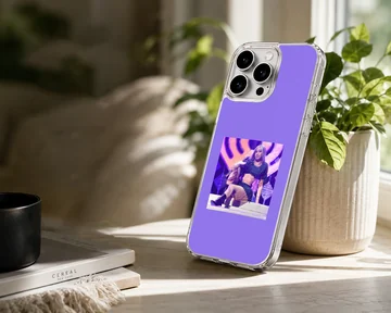 Cardi B music icon stage portrait on a purple phone case — Lifestyle