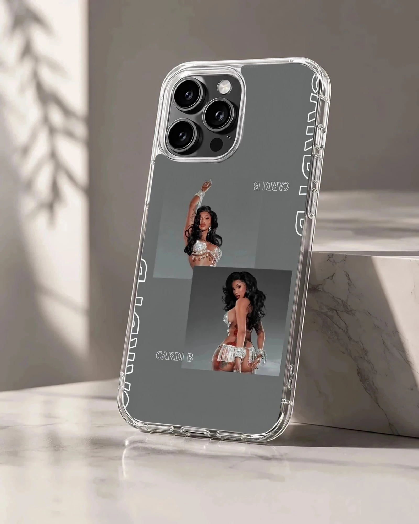 Cardi B photo collage graphic printed on a matte phone case