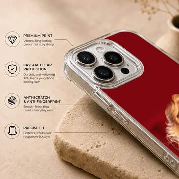 Glamorous portrait of a blonde diva holding a firearm against a rich red background phone case — Info
