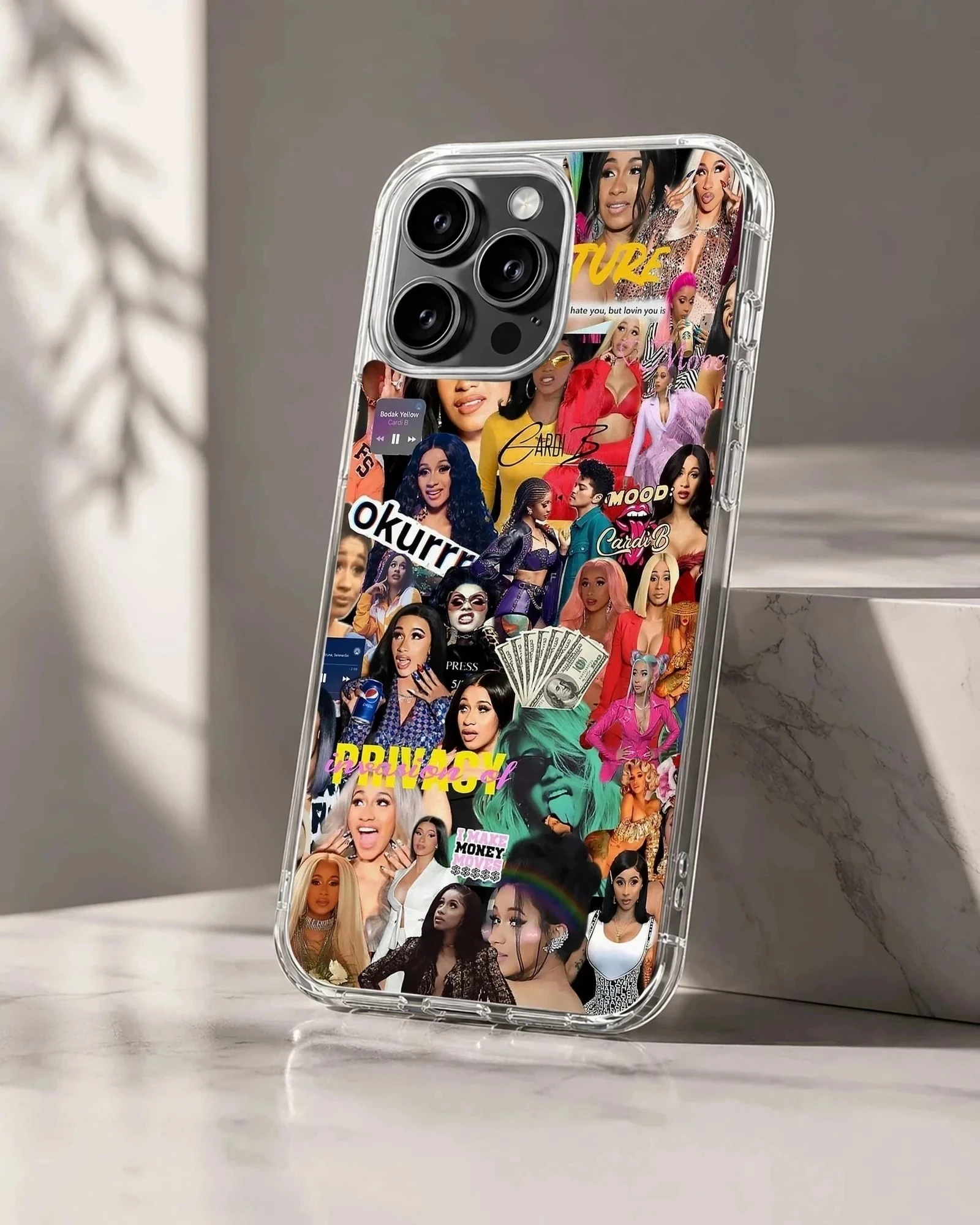 Colorful rap music icon photo collage phone case with dynamic imagery and text