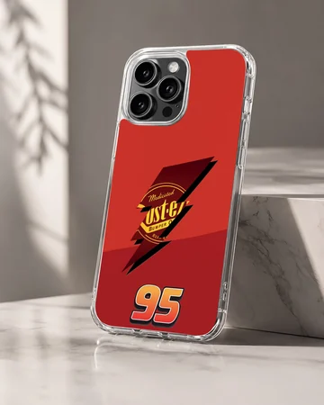 Red racing phone case featuring number 95 and lightning bolt graphic — Hero