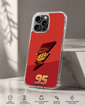 Red racing phone case featuring number 95 and lightning bolt graphic — Specs