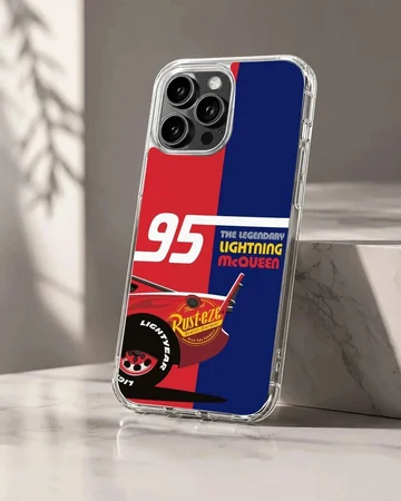 Red and blue racing car theme with number 95 graphic on a phone case