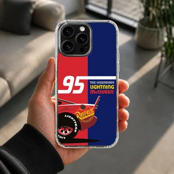 Red and blue racing car theme with number 95 graphic on a phone case — Lifestyle