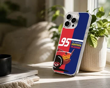 Red and blue racing car theme with number 95 graphic on a phone case — Lifestyle