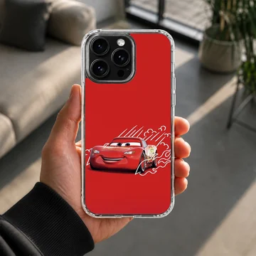 Vibrant red race car illustration on a red background phone case — Lifestyle