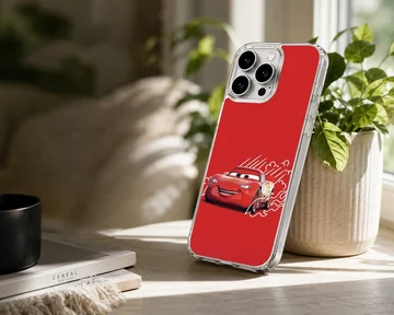Vibrant red race car illustration on a red background phone case — Lifestyle