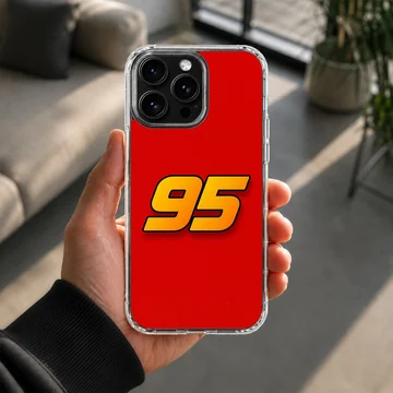 Bold racing number 95 in yellow and orange on a vibrant red background phone case — Lifestyle
