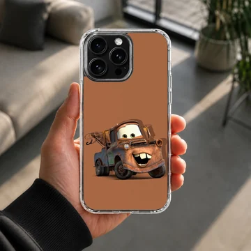 A friendly rusty tow truck with big buck teeth printed on a soft TPU snap phone case — Lifestyle