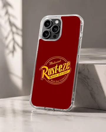 Rusteze bumper ointment racing logo graphic on a red background phone case — Hero