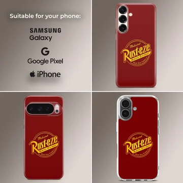 Rusteze bumper ointment racing logo graphic on a red background phone case — Collage