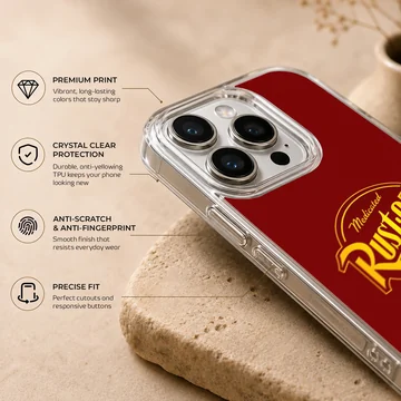 Rusteze bumper ointment racing logo graphic on a red background phone case — Info