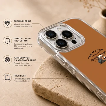 Rusty tow truck cartoon illustration with Radiator Springs typography on an orange background phone case — Info