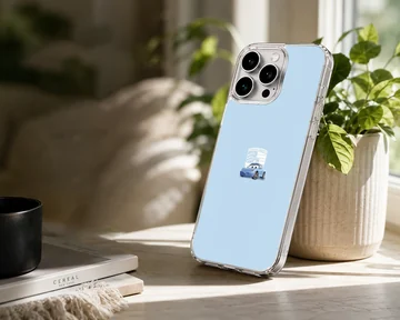 Minimalist blue sports car illustration on a light blue background phone case — Lifestyle