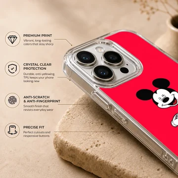 Cartoon laboratory mouse holding a bubbling green flask against a bold red background phone case — Info