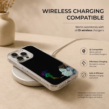 Digital cartoon illustration of a stylized character smoking with colorful rainbow smoke on a phone case — Charging