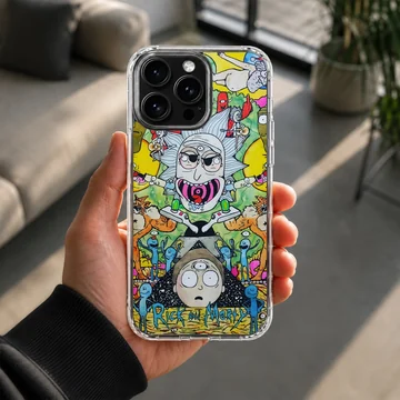 Colorful cartoon multiverse illustration featuring psychedelic animated characters on a phone case — Lifestyle