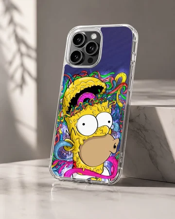 Psychedelic cartoon meltdown artwork printed on a slim matte phone case — Hero
