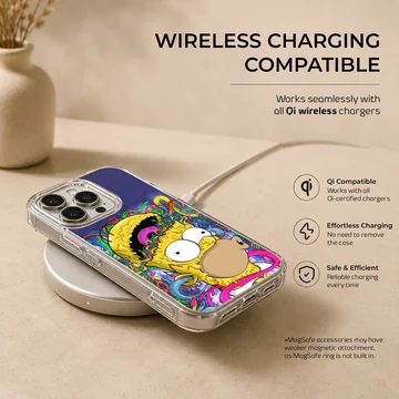 Psychedelic cartoon meltdown artwork printed on a slim matte phone case — Charging