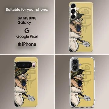 Cartoon weed old school character graphic illustration on a phone case — Collage