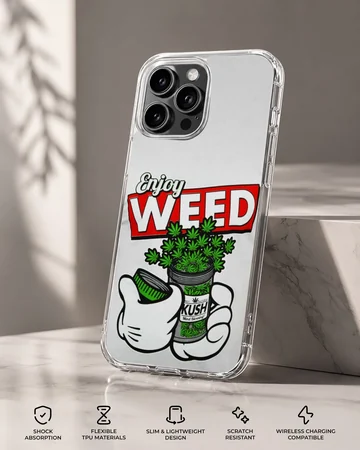 Cartoon weed graphic art featuring gloved hands opening a jar on a phone case — Specs