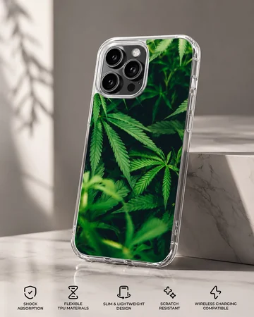 Cartoon weed green leaf botanical pattern printed on a matte snap phone case — Specs