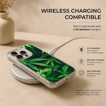 Cartoon weed green leaf botanical pattern printed on a matte snap phone case — Charging