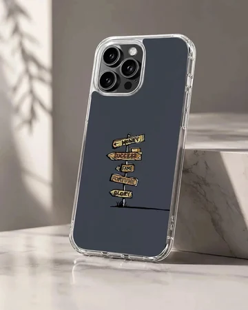 Cartoon signpost pointing toward money, success, fame, fortune, and glory phone case