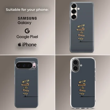 Cartoon signpost pointing toward money, success, fame, fortune, and glory phone case — Collage