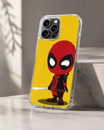 Chibi mercenary cartoon character with a sword against a bright yellow background phone case