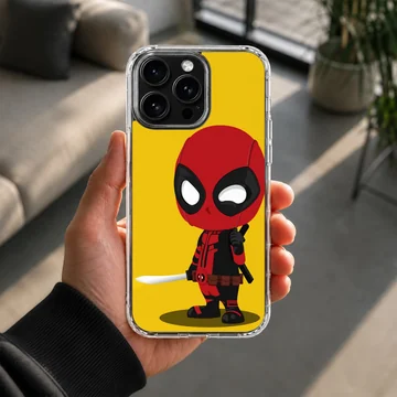 Chibi mercenary cartoon character with a sword against a bright yellow background phone case — Lifestyle