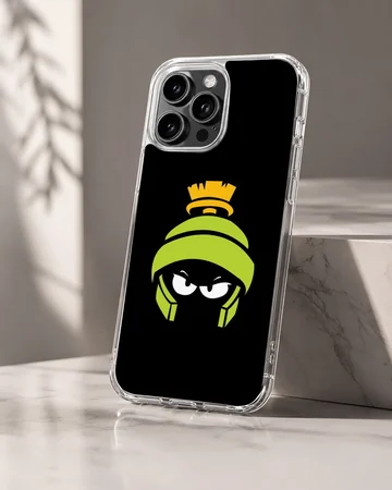 A stylized green and yellow cartoon helmet graphic against a deep black background on a phone case — Hero