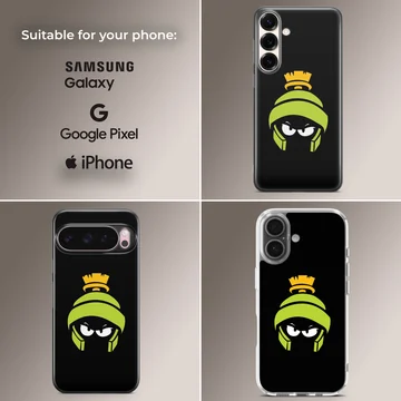 A stylized green and yellow cartoon helmet graphic against a deep black background on a phone case — Collage