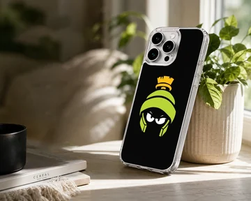 A stylized green and yellow cartoon helmet graphic against a deep black background on a phone case — Lifestyle