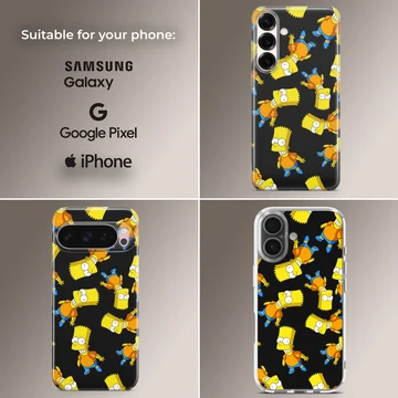 Repeating yellow cartoon character pattern on a matte phone case — Collage