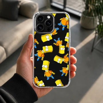 Repeating yellow cartoon character pattern on a matte phone case — Lifestyle
