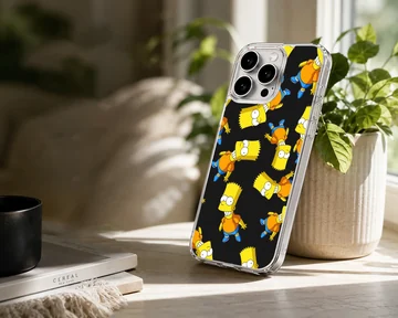 Repeating yellow cartoon character pattern on a matte phone case — Lifestyle