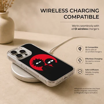 Cartoon Duo Silhouette Phone Case with Red Moon Design — Charging