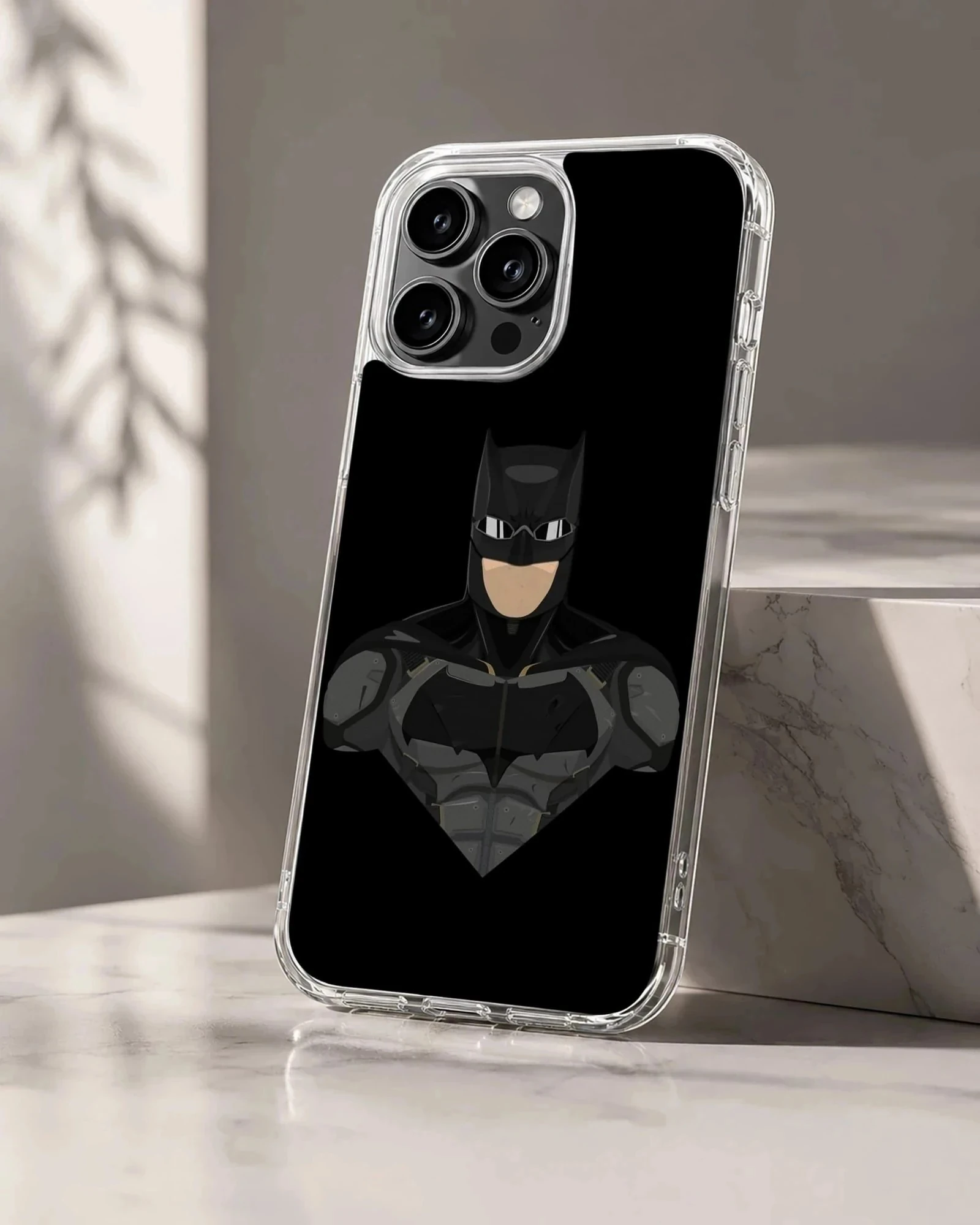 Dark Knight masked hero in armored suit digital illustration phone case