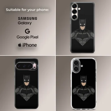 Dark Knight masked hero in armored suit digital illustration phone case — Collage