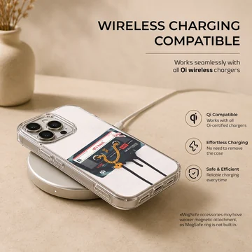 Vintage cassette tape graphic with a gold chain dripping onto a white background phone case — Charging