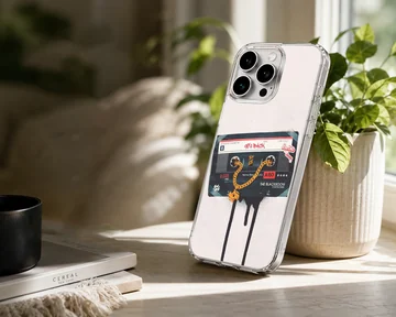 Vintage cassette tape graphic with a gold chain dripping onto a white background phone case — Lifestyle
