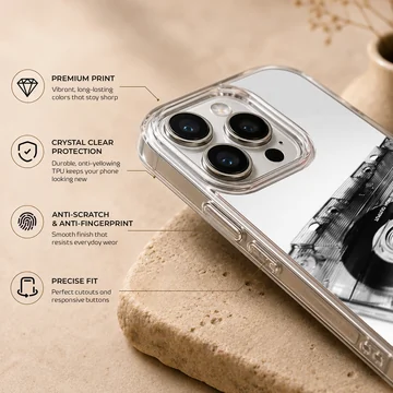 Monochrome vintage cassette tape photographic print on a phone case — Info